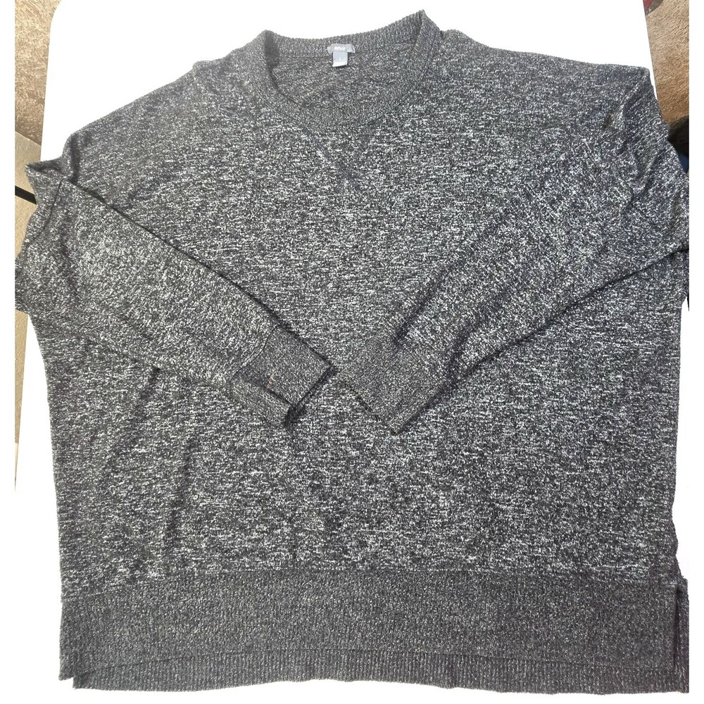 Aerie Womens Gray Speckled Sweatshirt SZ Large Oversized Split Hem  Casual